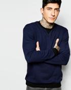 Only & Sons Textured Waffle Sweatshirt - Navy Nights Sky