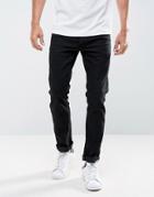 Solid Slim Fit Jeans In Black With Stretch - Black