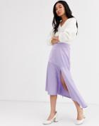 & Other Stories Satin Waterfall Midi Skirt In Lilac-purple