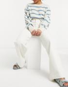 Monki Yoko Organic Cotton Wide Leg Jeans In Ecru-white