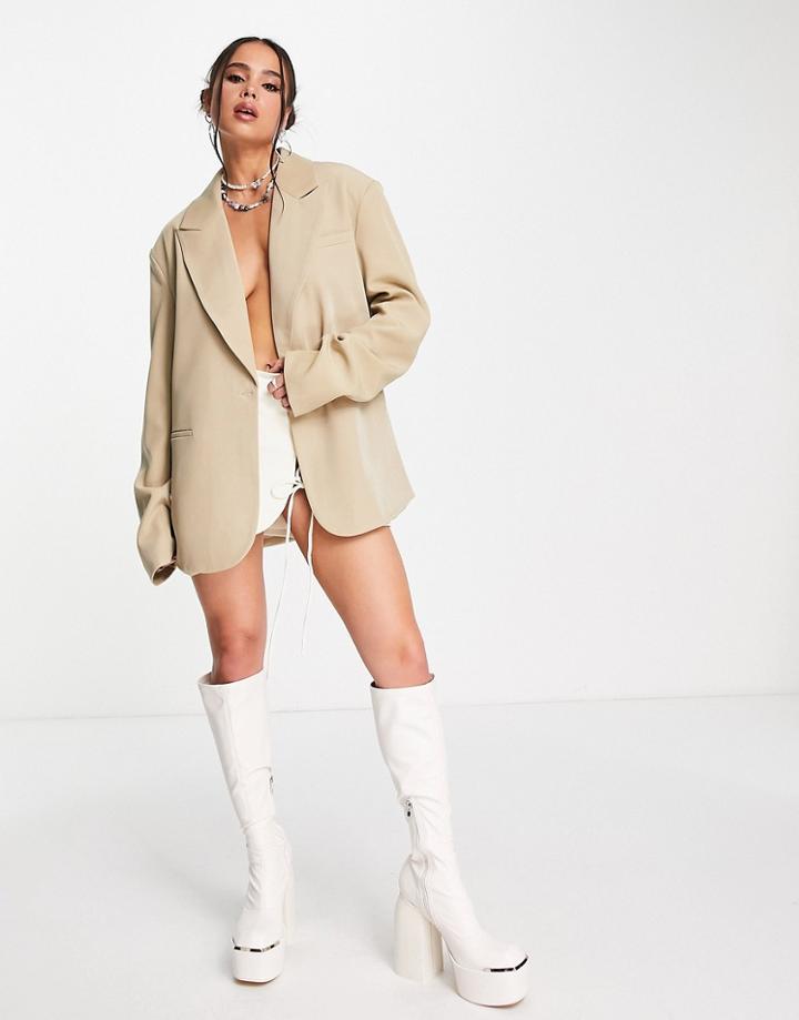 Kyo The Brand Oversized Dad Blazer In Camel-neutral
