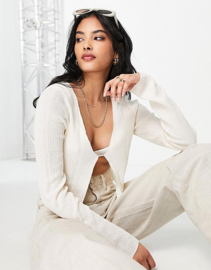 Na-kd X Elin Warnqvist Open Front Detail Top In Off White