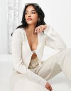 Na-kd X Elin Warnqvist Open Front Detail Top In Off White