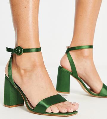 Be Mine Wide Fit Wink Block Heeled Sandals In Emerald-green