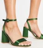 Be Mine Wide Fit Wink Block Heeled Sandals In Emerald-green