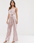 City Goddess Satin Cowl Neck Jumpsuit - Pink