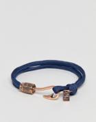Icon Brand Navy Cord Bracelet With Rose Gold Hook - Navy
