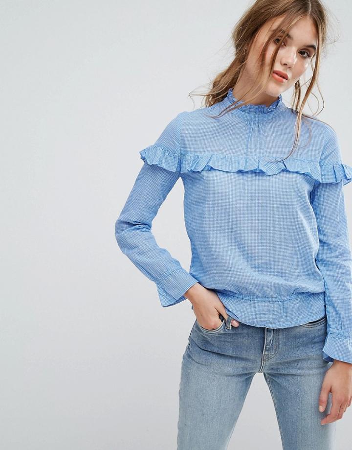 Leon And Harper Cesar Frill Blouse - Blue