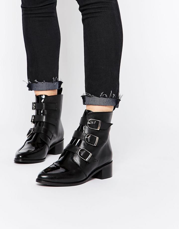 Asos Addicted To You Leather Ankle Boots - Black