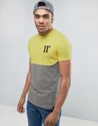 11 Degrees Logo T-shirt In Yellow With Panel - Yellow
