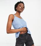 Vero Moda Tall Chambray Cami With Peplum In Blue-blues