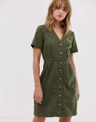 Only Button Through Mini Dress-green