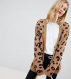 Asos Design Tall Chunky Cardigan In Leopard - Multi