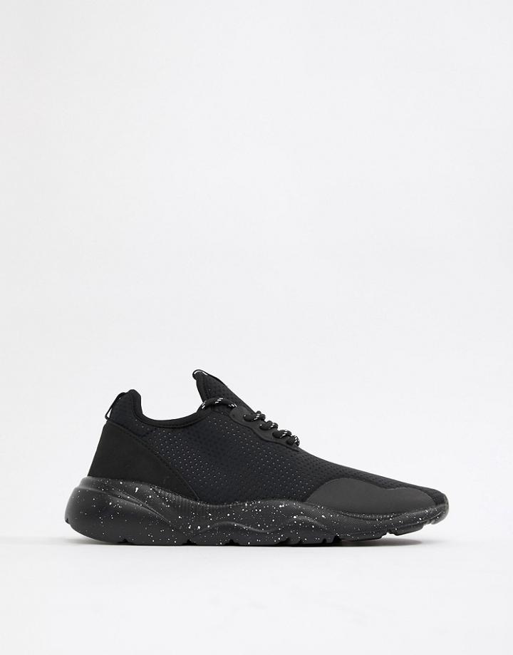 Bershka Sneaker In Black With Speckled Sole - Black