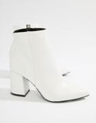 Miss Selfridge Pointed Toe Heeled Ankle Boot - White