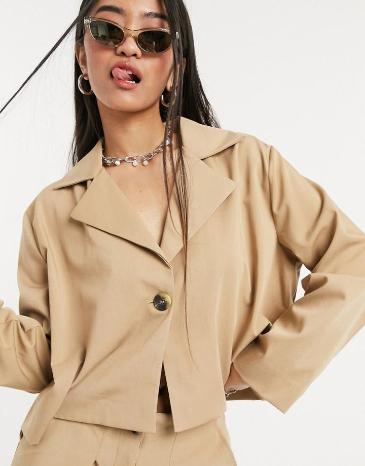 Native Youth Cropped Boxy Blazer - Part Of A Set-neutral