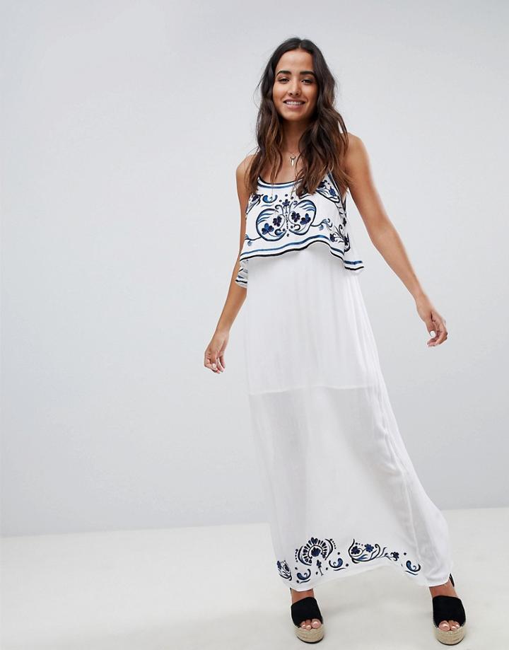 Raga Mediterranean Embroidered Maxi Dress - Blue