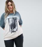 Religion Plus Dip Dye Sweat With Feather Print - Black