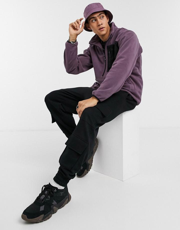 Pull & Bear Half-zip Fleece In Purple