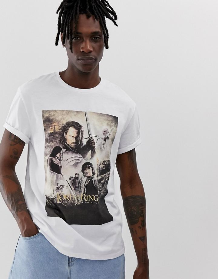 Asos Design Lord Of The Rings Relaxed T-shirt-white