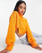 Na-kd Cropped Raw Edge Sweater In Orange