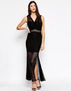 Ukulele Lace Fishtail Dress - Black