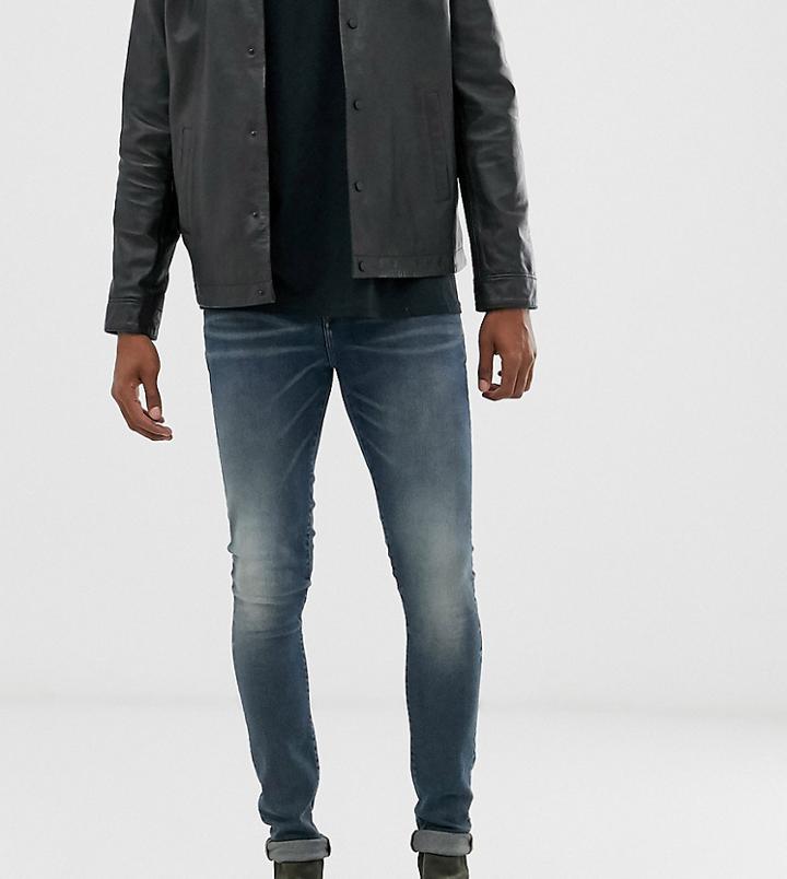 Asos Design Tall 12.5oz Super Skinny Jeans In Vintage Dark Wash Blue