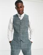 Asos Design Wedding Skinny Suit Vest In Forest Green Crosshatch