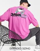 Asos Design Oversized T-shirt In Pink With Cartoon Back Print