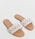 New Look Woven Flat Slider Sandal In White - White