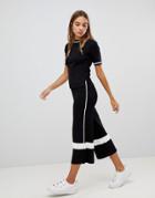 New Look Side Stripe Knit Culotte Pants Two-piece - Black