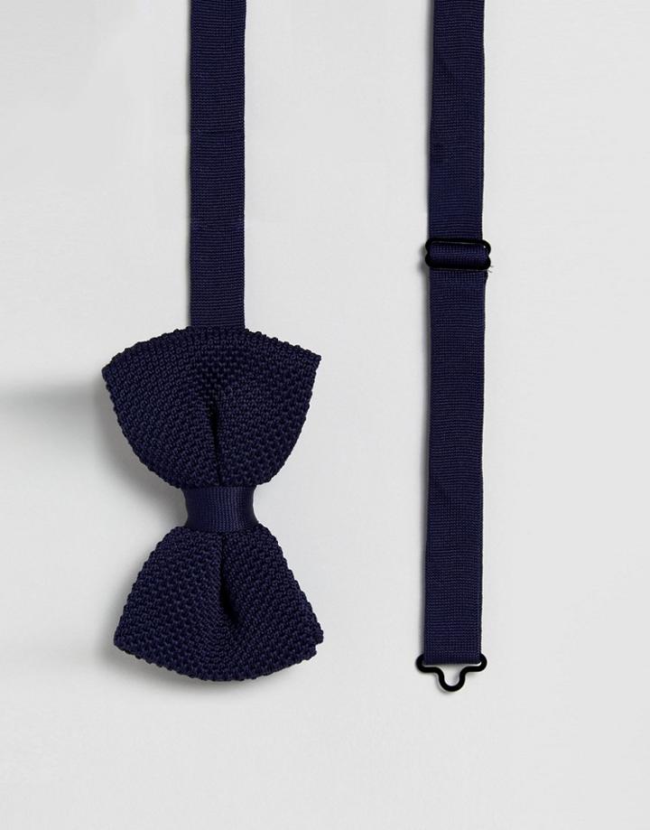 Asos Knitted Bow Tie In Navy - Navy