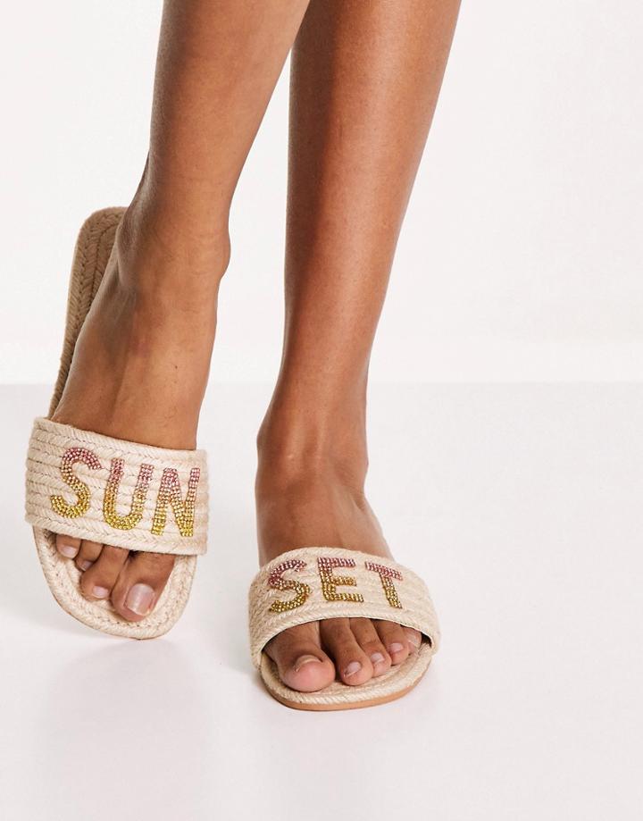 Asos Design Jewel Sunset Espadrille Mules In Natural-neutral