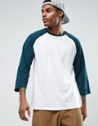 Asos Relaxed Fit Raglan Long Sleeve T-shirt - White