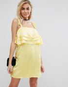 Fashion Union Dress With Frills - Yellow