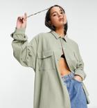 Collusion Unisex Oversized Jersey Shirt In Heavy Rib Fabric In Stone-neutral