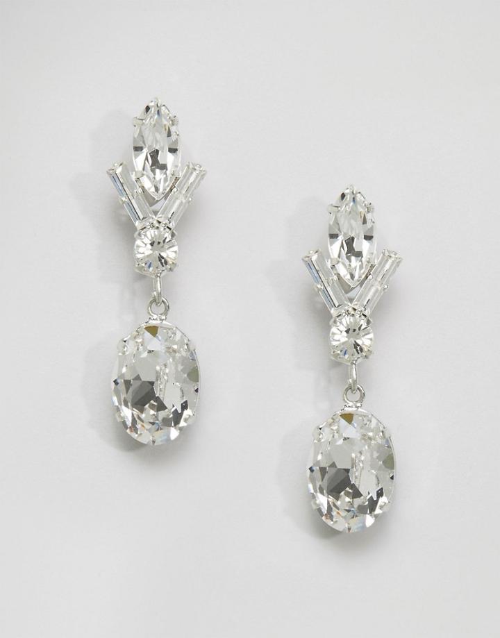 Krystal Swarovski Crystal Oval Drop Earrings - Silver