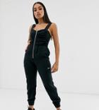 Collusion Petite Utility Ruched Cuffed Jumpsuit-multi
