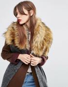 Asos Oversized Knit Scarf & Faux Fur Mix - Green