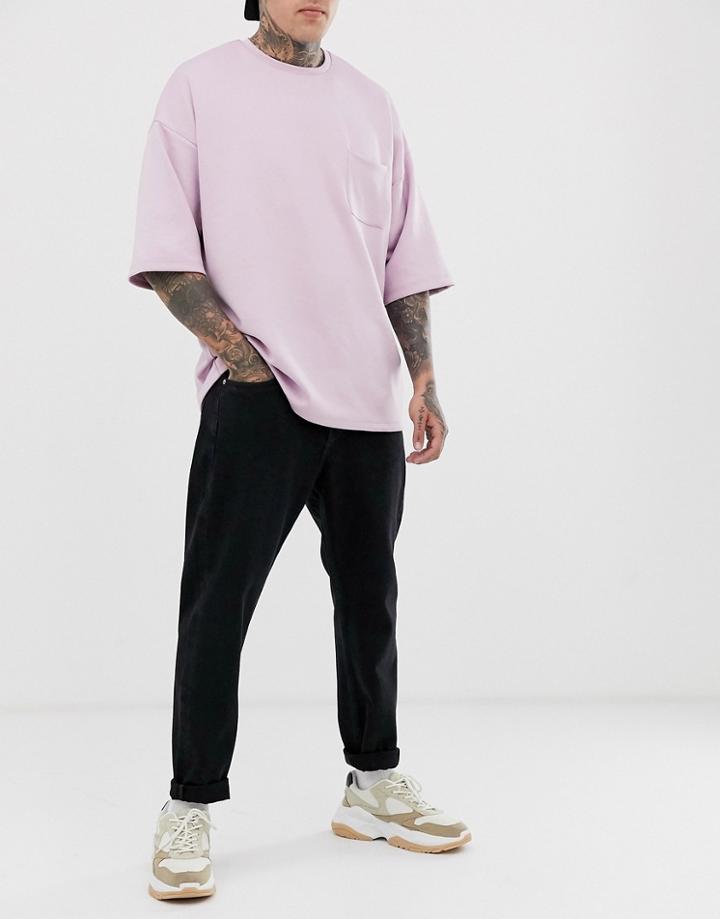 Weekday Bobbin Loose Fit Jeans With Copped Leg In Tuned Black