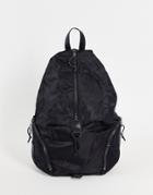 Asos Design Backpack With Front Clip Detail In Black Nylon