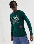 Champion X Wood Wood Long Sleeve T-shirt With Large Logo In Green - Green