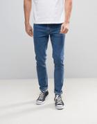 Asos Skinny Jeans In Retro Mid Wash - Blue