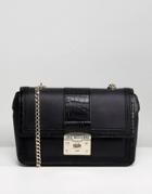 Love Moschino Chain Strap Mock Croc Bag - Black