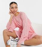 Influence Tall Shirred Sleeve Mini Dress In Floral Print-pink