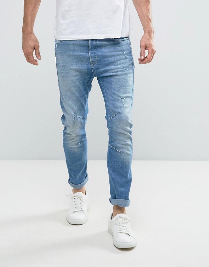 Jack & Jones Intelligence Jeans In Bow Leg Fit Denim - Blue