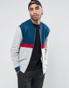 Asos Jersey Bomber Jacket With Cut & Sew Panels In Gray - Gray