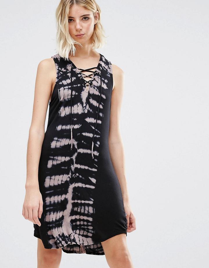 Nytt Devorah Tie Front Mini Dress In Tie Dye - Multi