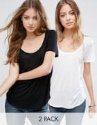 Asos T-shirt With Scoop Neck 2 Pack - Multi