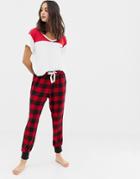 Hollister Pyjama Pants In Check-red